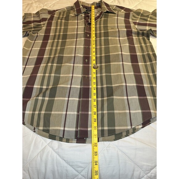 Roundtree & Yorke Shirt Men Size XL Dress Plaid Non Iron Collar Button Down Brow - Picture 4 of 9